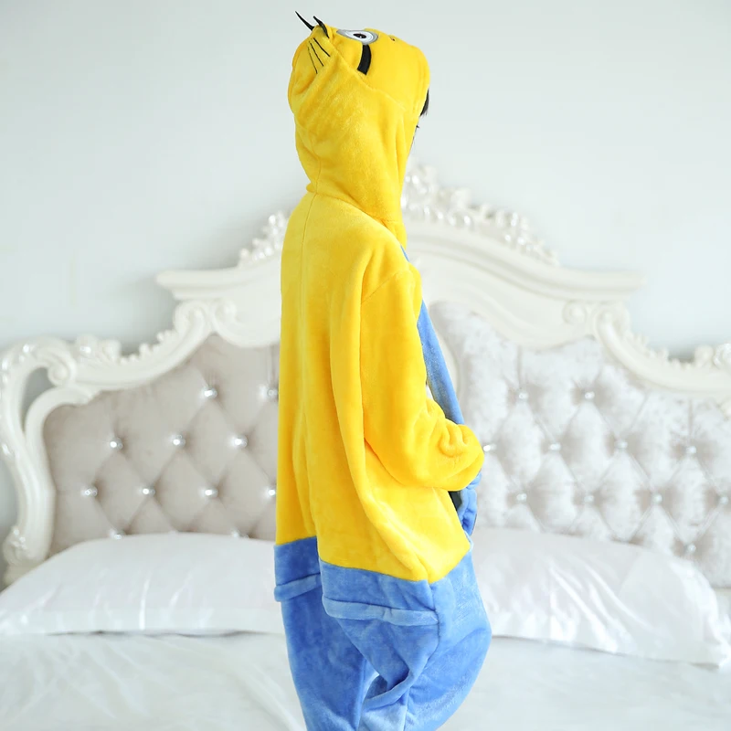 Cute Yellow Minions Kigurumi Pyjamas Funny Children Onesies Cartoon Pajamas One-piece Sleepwear Cosplay For Halloween Jumpsuit
