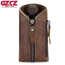 Из натуральной кожи Для мужчин Key Holder бумажник на молнии ключи от машины цепь чехол Брелок Винтаж мини портмоне порта Чавес