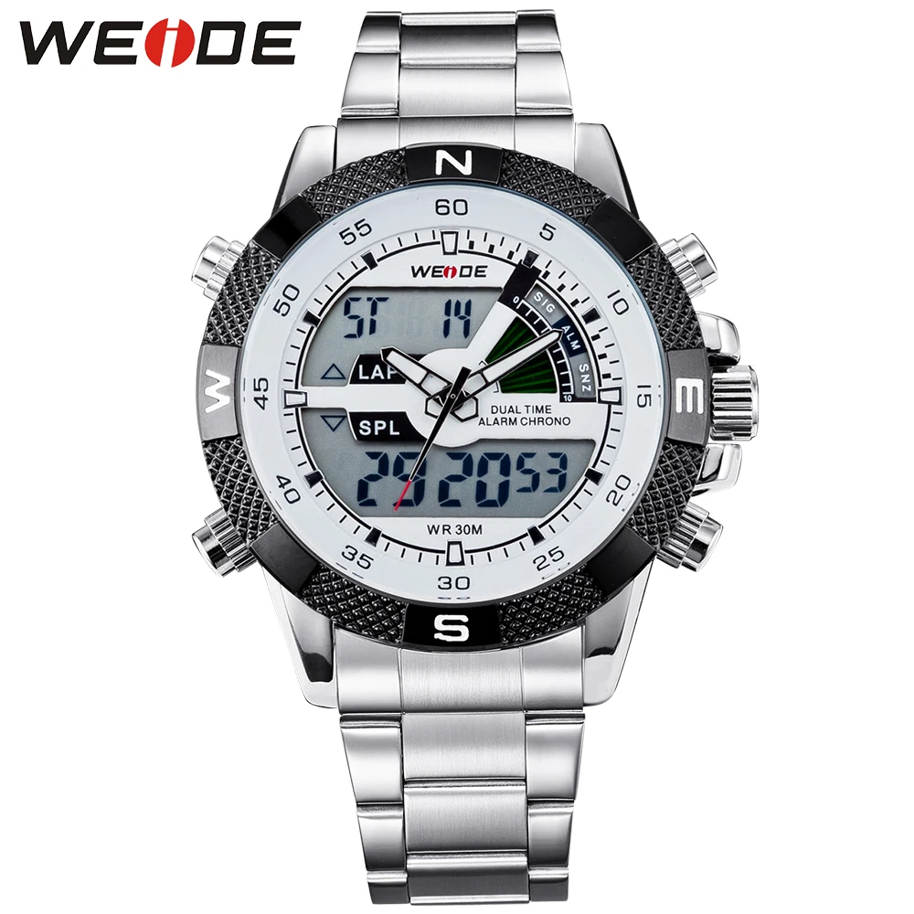 

WEIDE Brand Men Watches Sports Army Military Back Light LCD Analog Digital Dual Time Display Date Week Alarm Clock Wristwatches