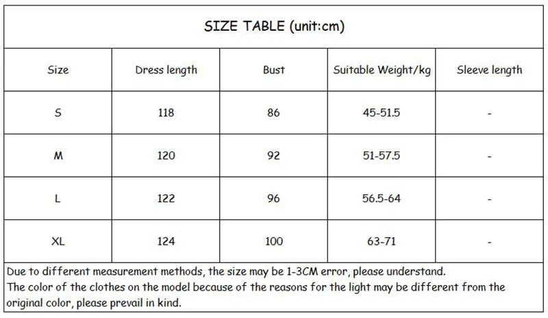 size table