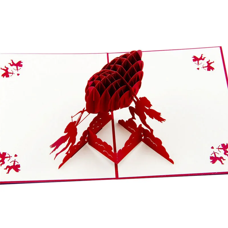  3D Paper Laser Cut Cupid Love Heart Greeting Card Pop Up Cards Postcards Wedding Invitations Gift D - 32717063500