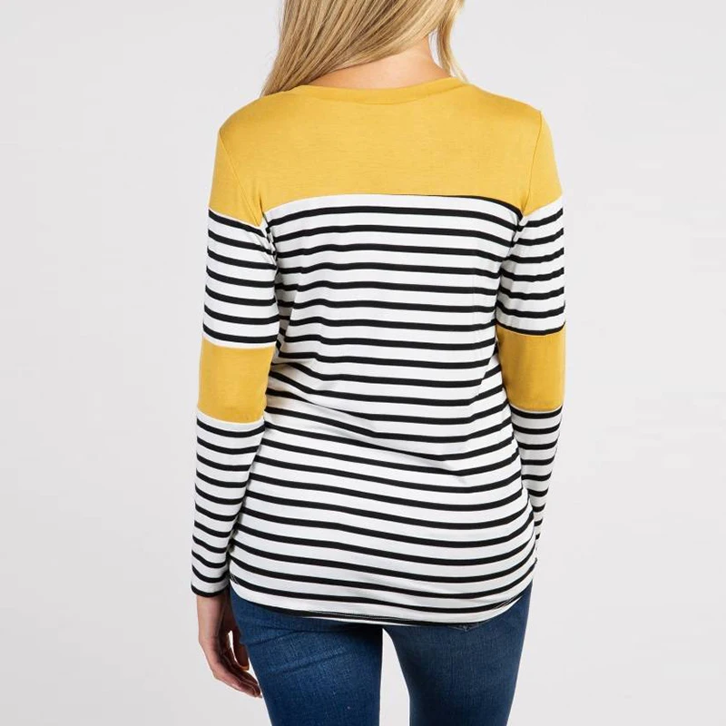 Women Fashion Casual Loose Blouse Shirts Woman Long Sleeve Striped O-Neck Blouse Shirt Wide Tops Femme Blusas Autumn Shirt Blusa