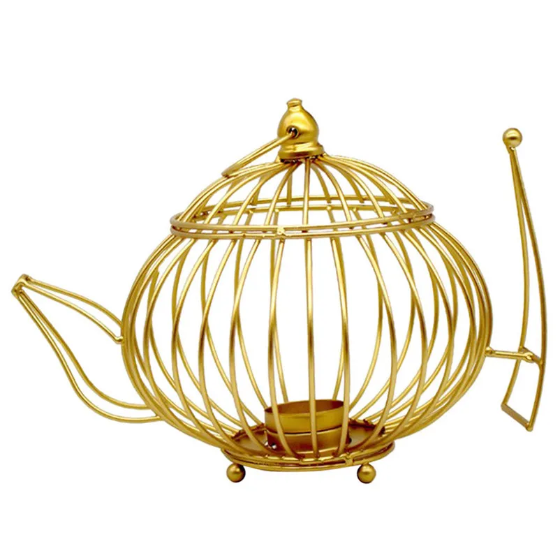 Creative Iron Candle Holders Wire Teapot-Shaped Hollow Design Candlestick Dedication candlesticks for home decor 3N26 (9)