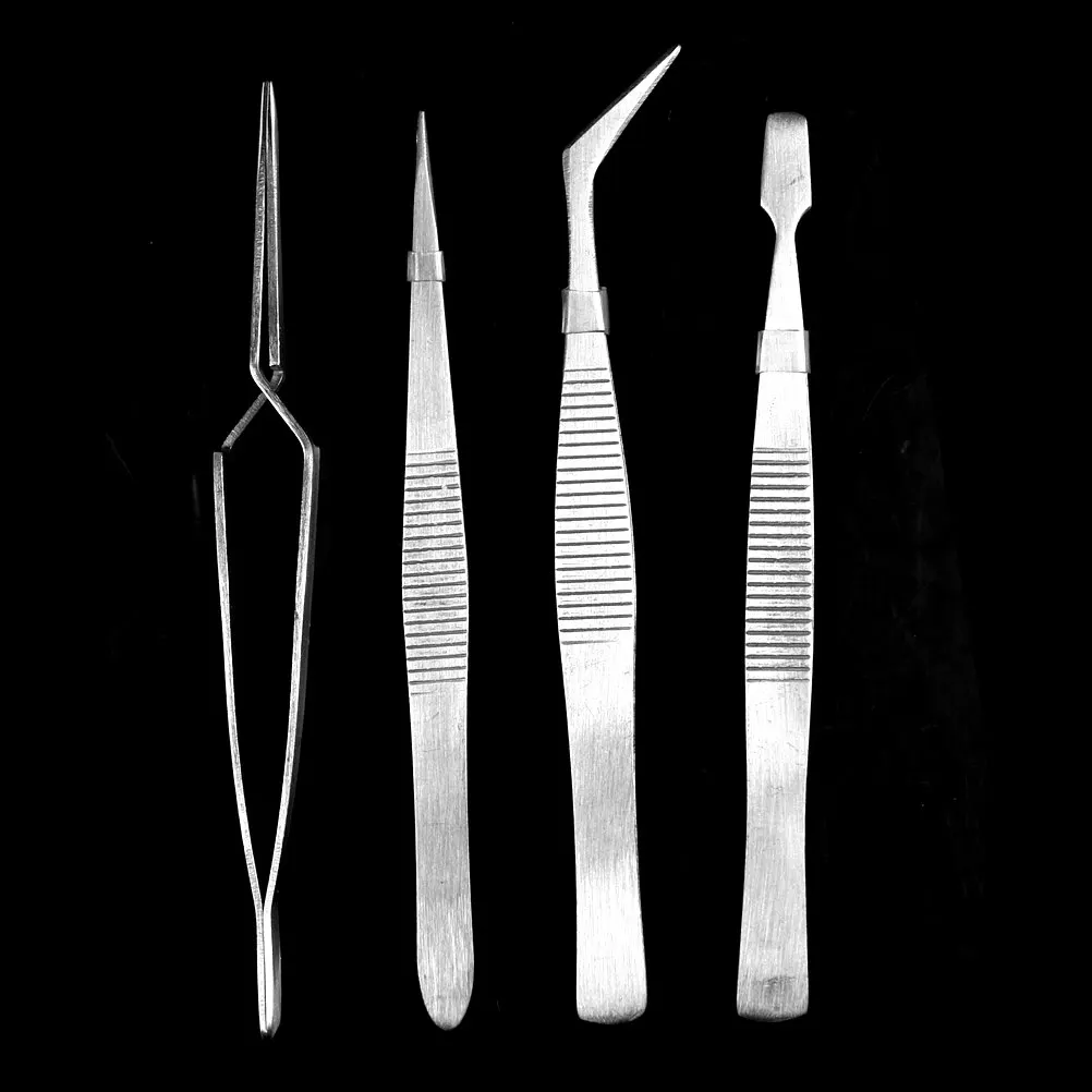 Electronics Tweezers Forceps Stainless Steel Precision Hand Tool Set Professional Repair Tool 4Pcs/Set