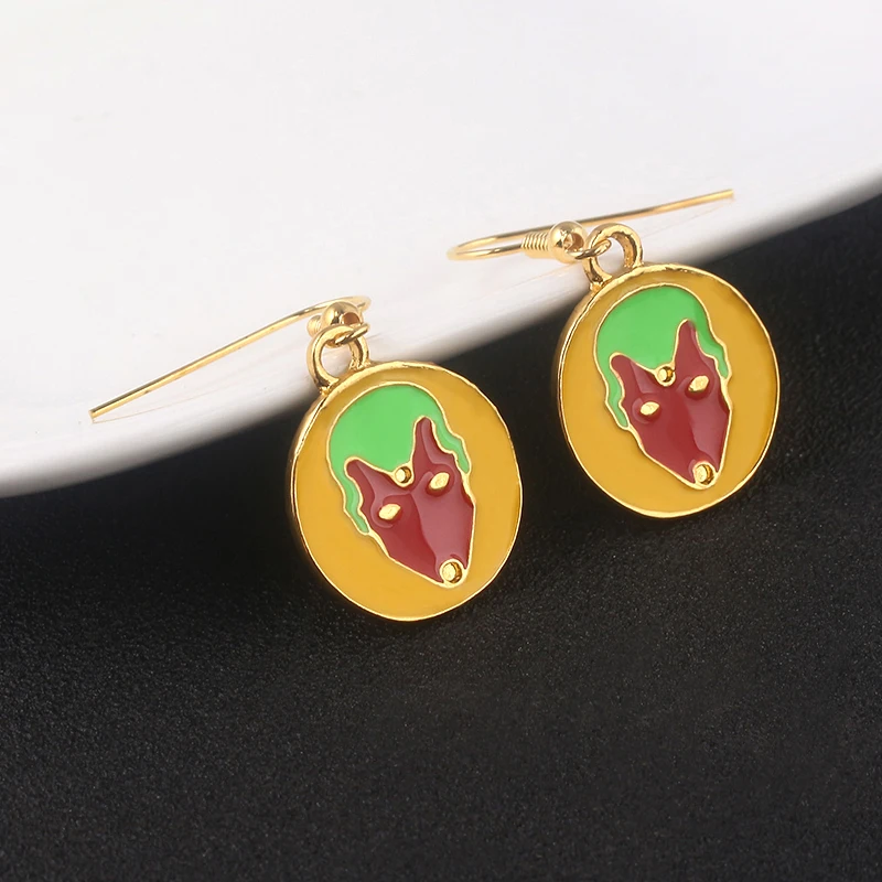 

2019 Marvel Avengers Vision Earring Yellow Color Round Enamel Pendant For Woman Jewelry Fan's Gift Souvenir
