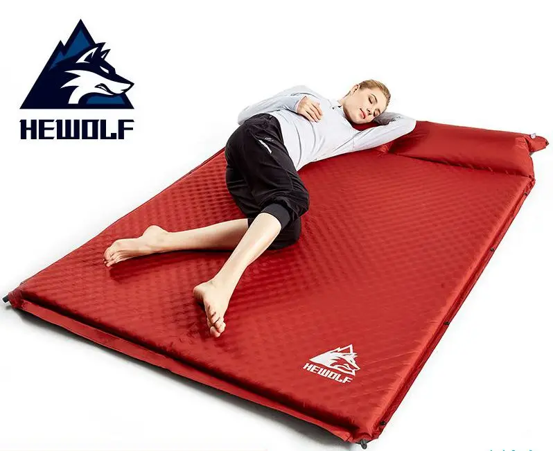 Hewolf 1 2 3 شخص سميكة 5 cm التلقائي للنفخ فراش الشاطئ وسادة مكافحة الرطوبة سادة Hking الصيد في الهواء الطلق التخييم حصيرة