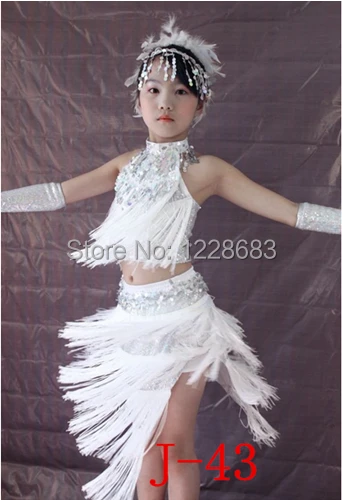 

New Arrival Rhinestone Diamond Fringe White Belly Dance Dress Indian Costumes Kids Crop Top And Skirt Set Free Shipping