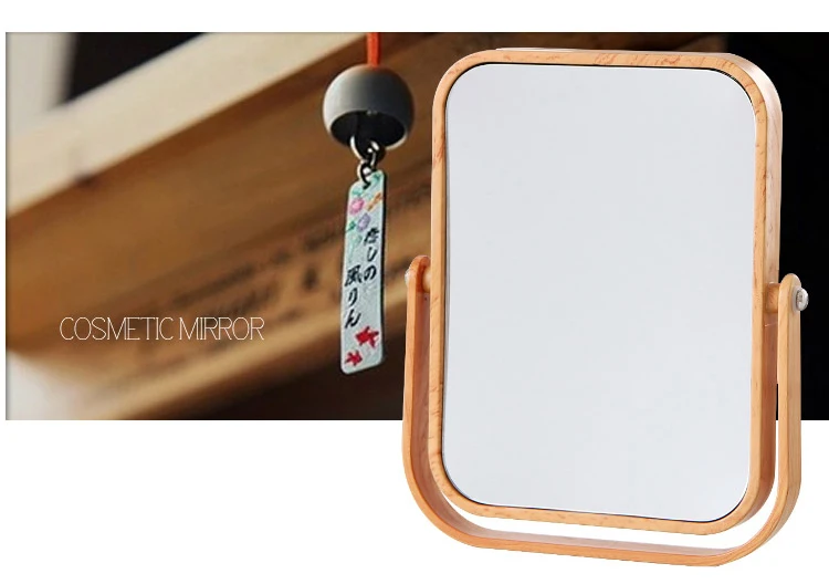 ORZ настольное продолговатое пластиковое зеркало для макияжа двустороннее деревянное зернистое цветное декоративное косметическое зеркало для ванной комнаты