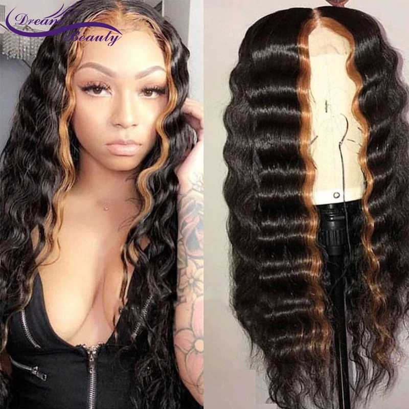 Highlight Color Lace Front Human Hair Wigs 150% Density Brazilian Remy hair Wavy Glueless Lace Wigs with Baby Hair Dream Beauty Highlight Color Lace Front Human Hair Wigs 150% Density Brazilian Remy hair Wavy Glueless Lace Wigs with Baby Hair Dream Beauty