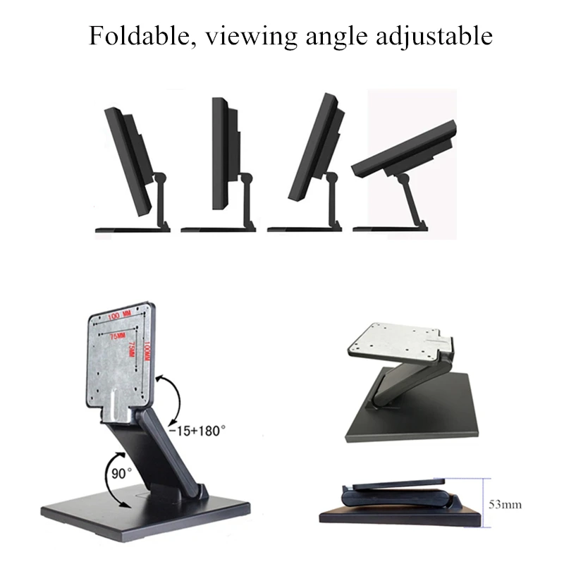 قابل للتعديل LCD حامل تلفاز للطي رصد المعادن حامل مكتبي مع VESA حفرة 75x75 مللي متر و 100x100 مللي متر