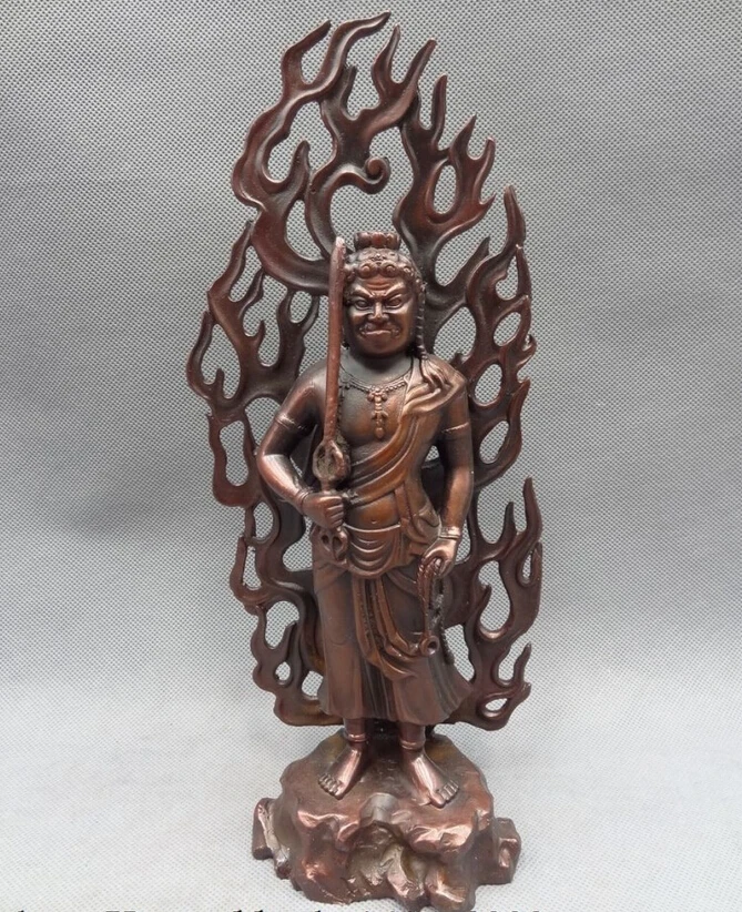 

S2906 12" China Buddhist Bronze Standing Japanese Fudo-Myo-O Achalanatha Buddha Statue D0318