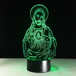 Подарок на День Благодарения Иисус Христос 3D ночник сенсорный 7 цветов светодиодный свет usb настольная лампа