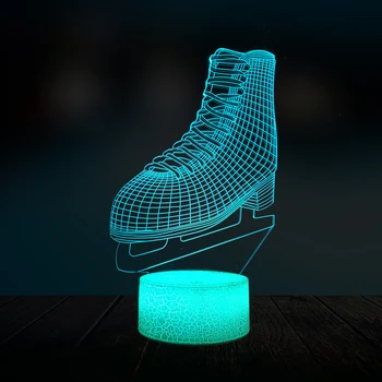 

Ice Skate Shoe Style 3D LED Lamp USB Desk Night Light Multicolor Home Atmosphere Mood Illusiion Decor Sporting Boy Child Gift