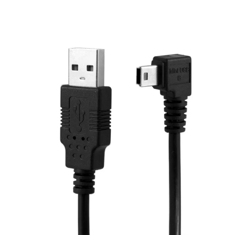 Мини USB B Тип 5pin мужской левый Угловой 90 градусов к USB 2,0 Мужской кабель для передачи данных с ферритом 25 см 50 см 180 см 300 см 500 см