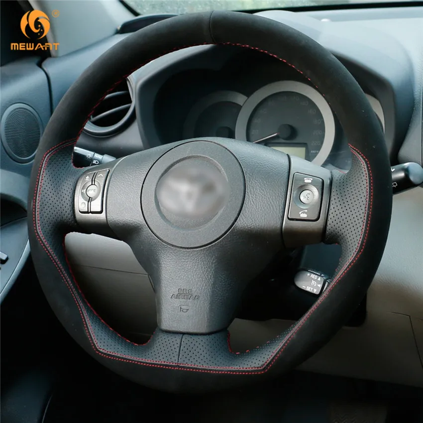 MEWANT черный кожаный замшевый чехол рулевого колеса автомобиля для Toyota Yaris Vios RAV4 2006