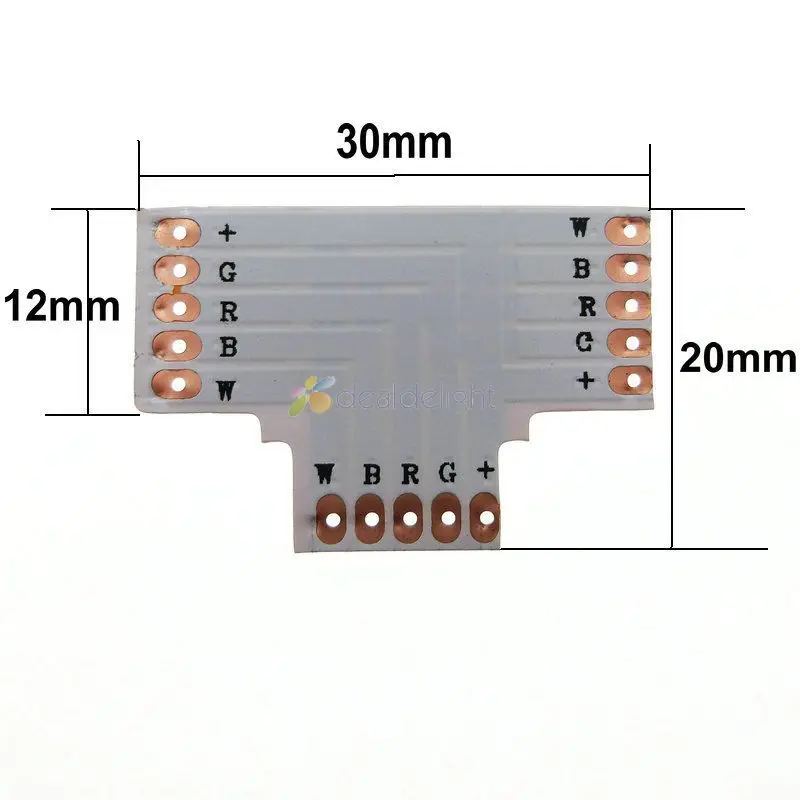 10 шт./лот 5 контактный разъем для печатной платы RGBW мм 12 L T X Shape разделитель RGBWW