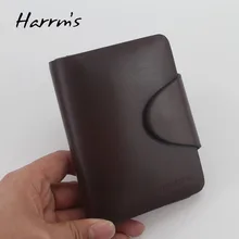 Harrms famous brand genuine leather men wallets fashion brown short luxury male purse high quality with hasp 2016 free shipping