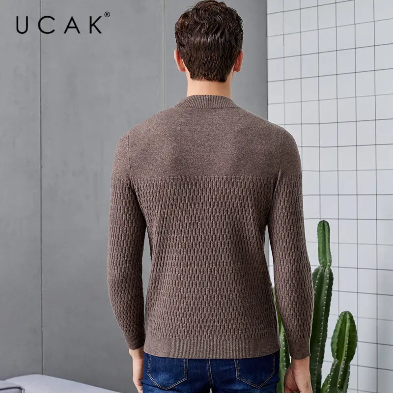 UCAK Brand Merino Wool Sweater Men 2019 New Winter Cashmere Sweaters Streetwear Fashion Big V-Neck Pull Homme Pullover Men U3024 UCAK Brand Merino Wool Sweater Men 2019 New Winter Cashmere Sweaters Streetwear Fashion Big V-Neck Pull Homme Pullover Men U3024
