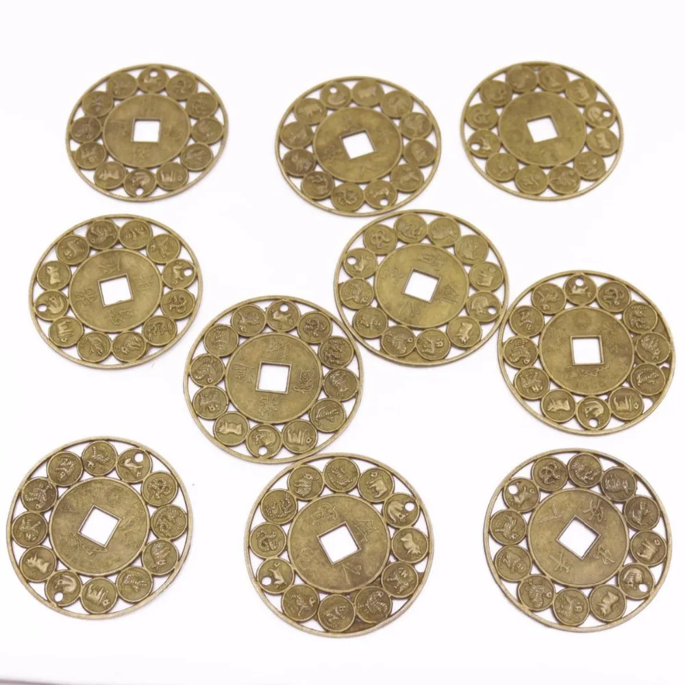 

10 PCS 45mm zodiac animal Feng Shui Lucky Coins Copper Brass Coin
