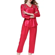 Женская моделирования пижама с длинными рукавами длинные комплект одежды для сна сплошной цвет модные пикантные летние шифоновое платье комплект 40mi01