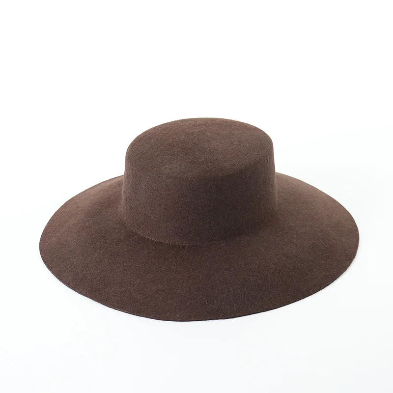 Осенние и зимние ретро простые Модные шерсть винтажные шляпы с широкими полями для женщин