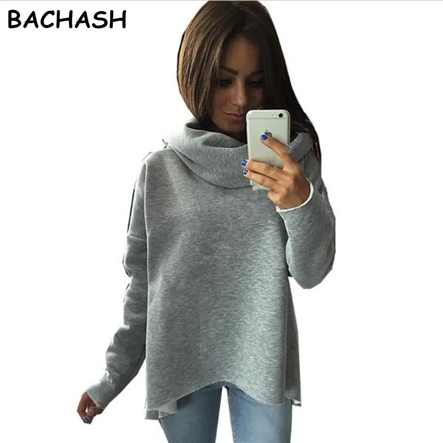 BACHASH S-XL Рождественская одежда Новое поступление женские зимние толстовки шарф воротник длинный рукав модные повседневные осенние толстовки