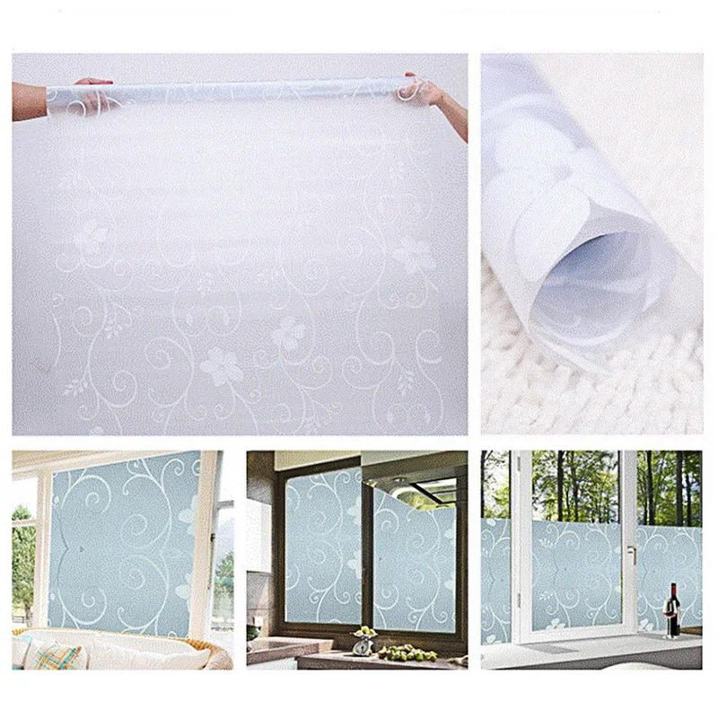 

1PC 45X100cm Self-Adhesive Film Waterproof Window Privacy Film Sticker PVC Frosted Glass Opaque For Bathroom Living Room Decor