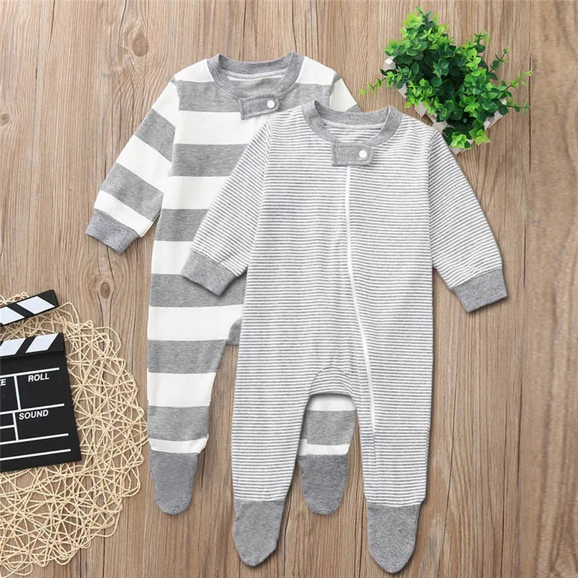 2019 new Newborn Baby Girls Boys Long Sleeve Zipper Packs Stripe Romper Jumpsuit Clothes fashion design (20)