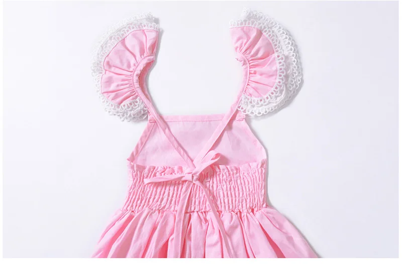 Baby Girls Summer Lace Pink Princess Dress Fly Sleeve Ruffles Kids Cotton Sundress Pageant Birthday Party Wedding Clothing (7)