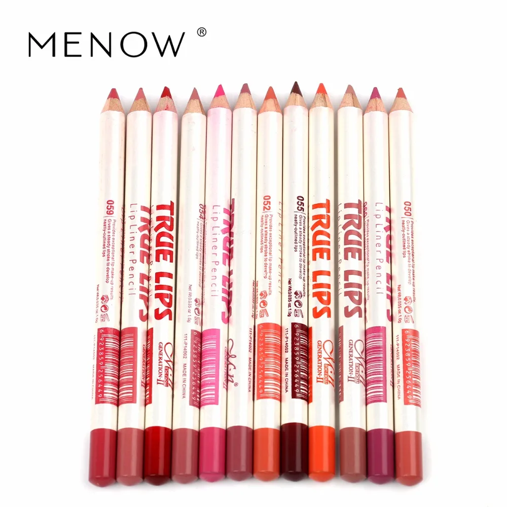 Menow бренд макияж 12 цветов/Набор Водонепроницаемый Карандаш для губ женские профессиональные стойкие косметические инструменты P14002
