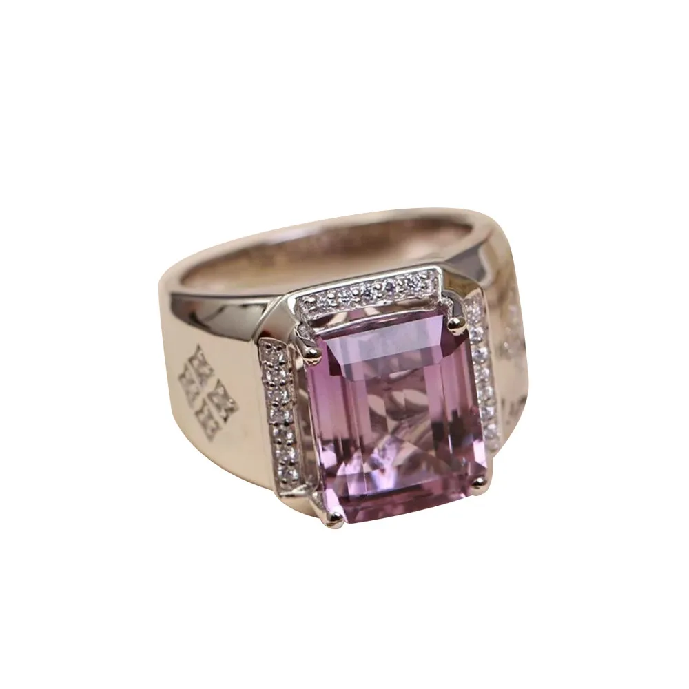 Драгоценный камень, ювелирные изделия, с фабрики, серебро 925 пробы, натуральный фиолетовый кристалл, аметист, регулируемое кольцо для мужчин