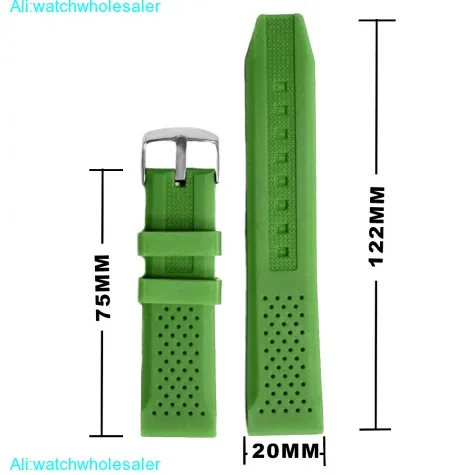 20mm Clover Green Silicone Jelly Rubber Ladies Men Watch Band Straps WB1051O20JB