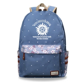 

Pink backpack Fashion Supernatural 5 Print Floral Backpack Travel Luminous 5 Anime Backbag Mochila School Bags For Teenage Sac
