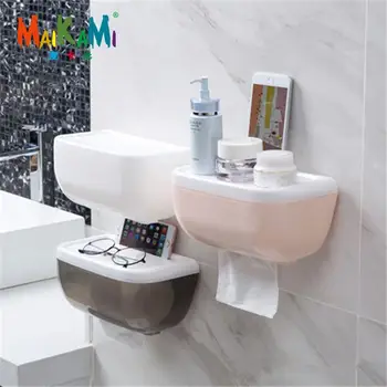 

MAKAMI PP Bathroom Paper Phone Holder with Shelf Bathroom Mobile Phones Towel Rack Toilet Paper Holder Tissue Boxes