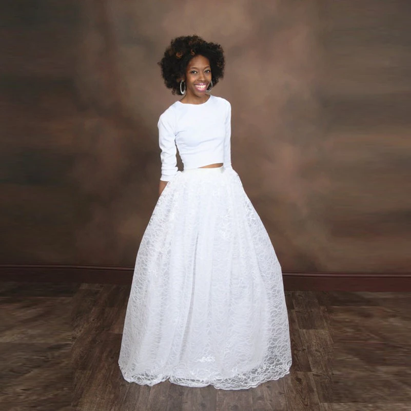 Изысканная белая кружевная индивидуально изготовленная юбка из тюля лента молния линия талии длина до пола Длинные Макси юбки длинные взрослые