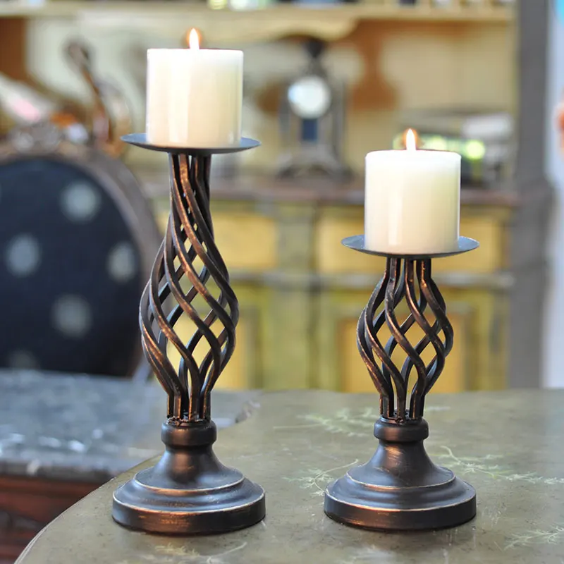 Retro Europe Metal Candle Stand Modern Style Candlestick Ornaments