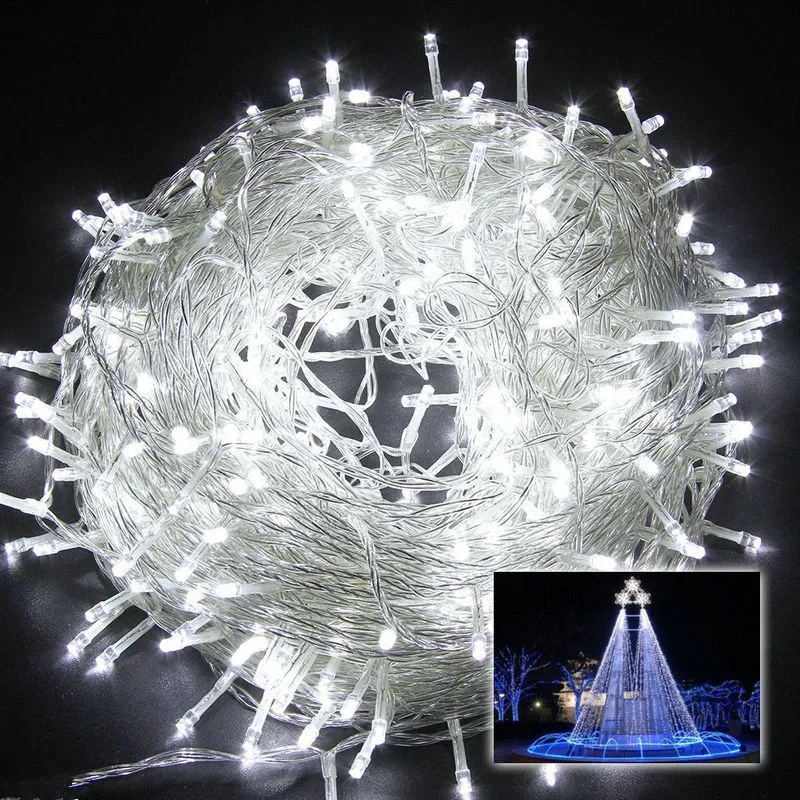 

400LEDs 50M 164FT Wedding Party Christmas Fairy String Light Xmas Garden Garland party tree decor 220V-WHITE
