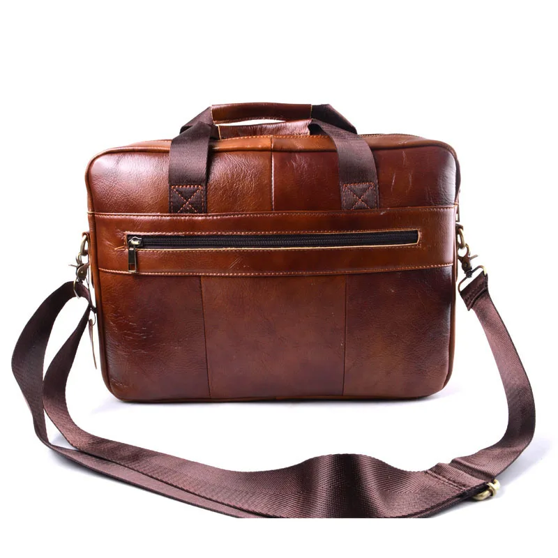 AETOO Genuine Leather Bag Men Bag Cowhide Men Crossbody Bags Men's Travel Shoulder Bags Tote Laptop Briefcases Handbags brown