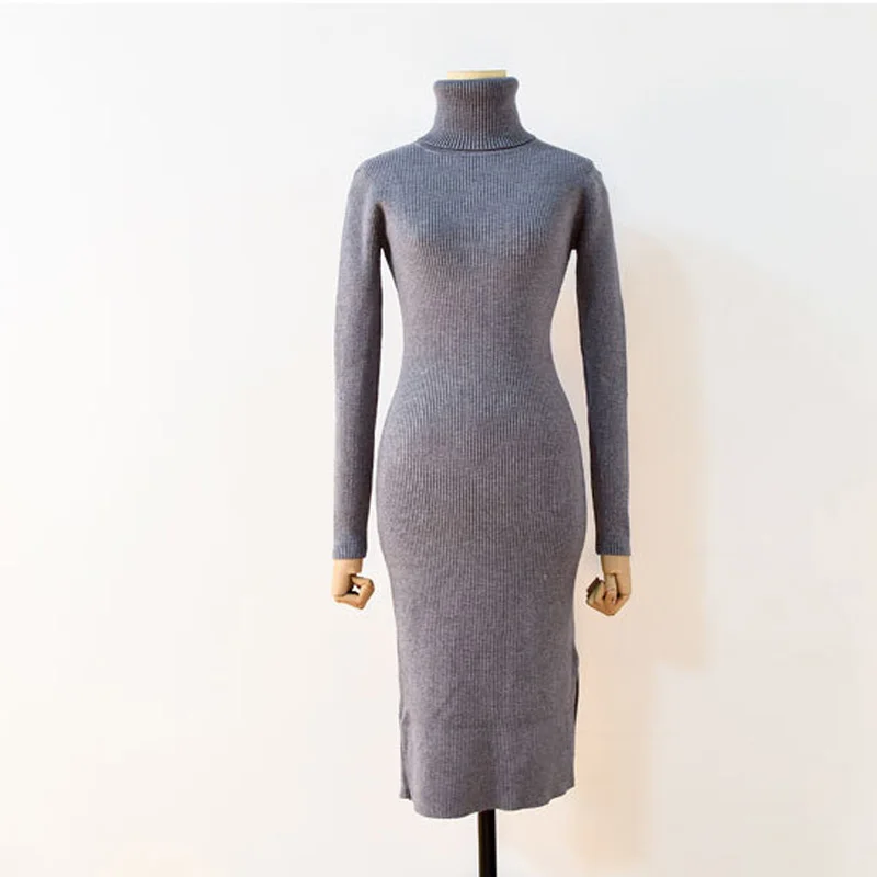 

Turtleneck Sweater Dress Winter Dresses Women 2019 Autumn Fashion Casual Vestido Long Sleeve Warm Knit Bodycon Dress Black White