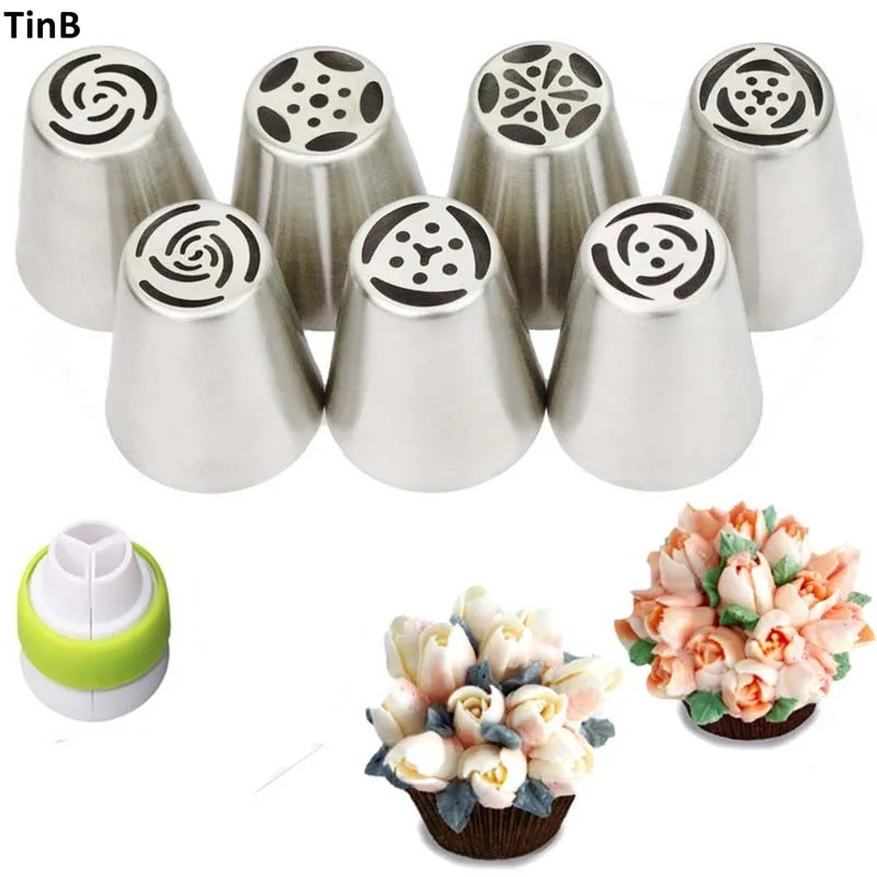 

8pcs/set Russian Tulip Stainless Steel Piping Icing Nozzle for Cream Pastry Accessories Cake Cream Decoration Baking Tools Tips
