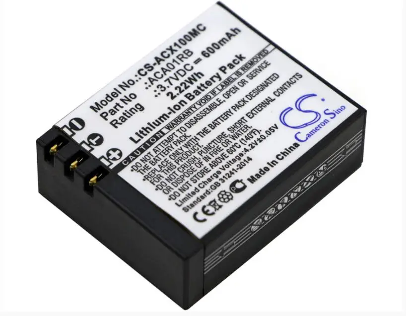 Cameron Sino 600mAh battery for ACTIVEON CX Gold HD ACA01RB Camera Battery | Электроника