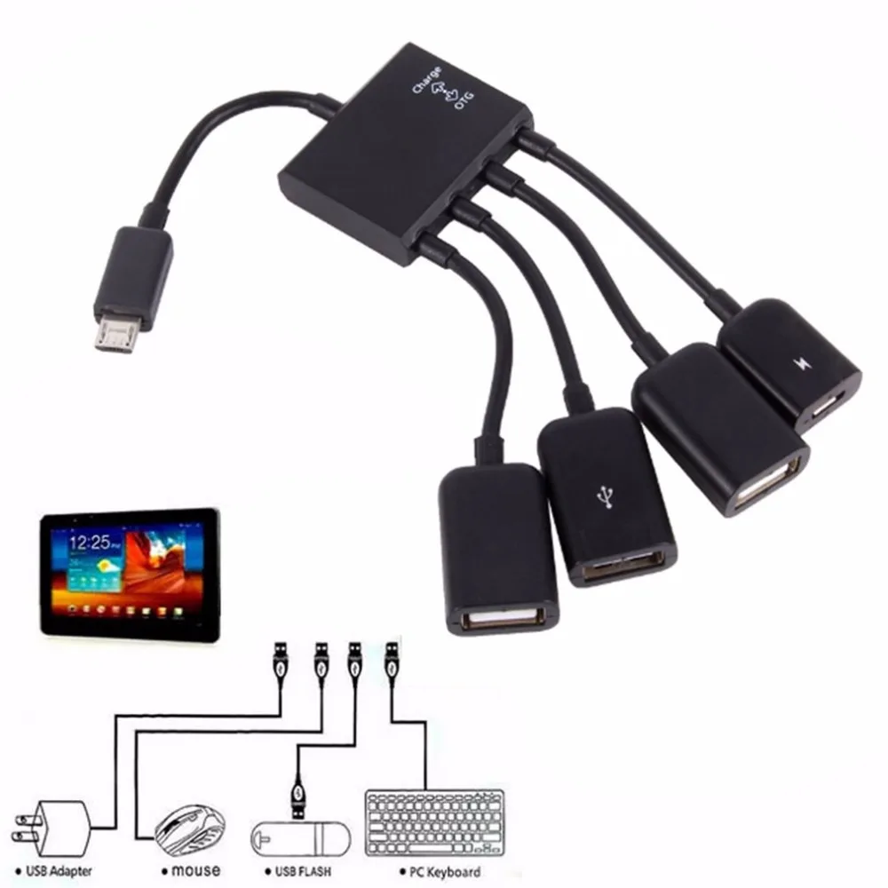 Перезаряжаемый Micro usb-хаб OTG соединитель разделитель питания зарядный кабель для смартфона компьютера планшета ПК провод передачи данных