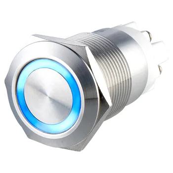 

5 Pieces Screw terminal 19mm 0.75" Mounting Thread Waterproof 1NO1NC Momentary Push Button Switch (3V 12V 24V 230V Blue Led)