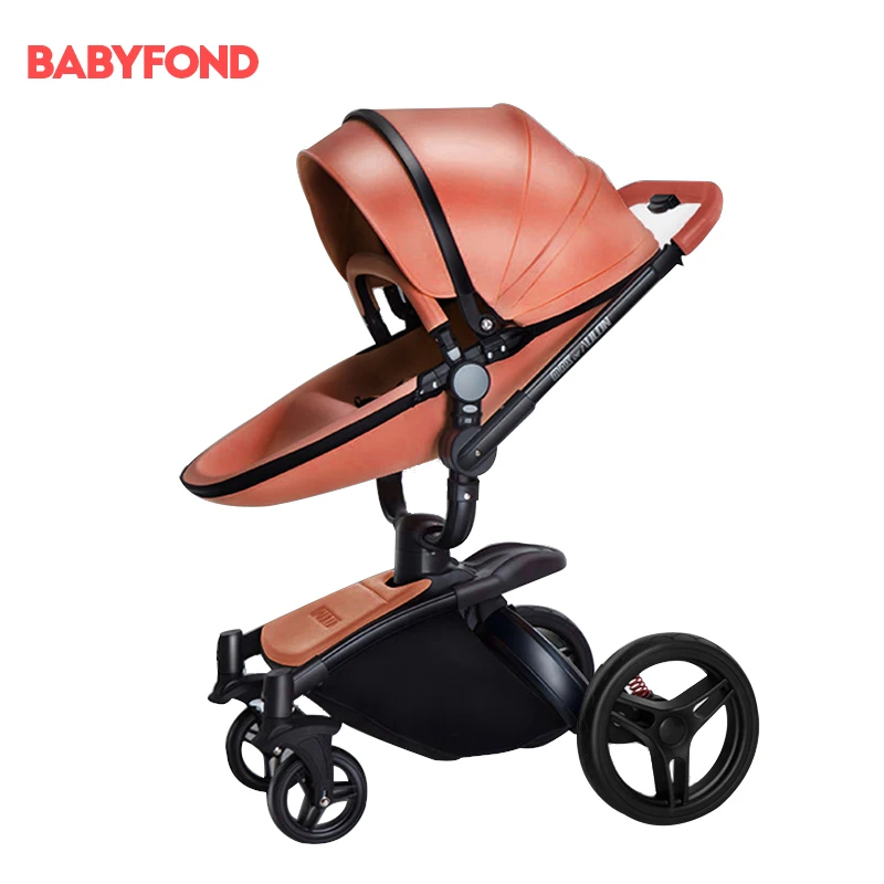 

Leather Brand baby strollers single baby carriage newborn baby car for 0+baby folding baby stroller Aulon Babyfond brand bebe