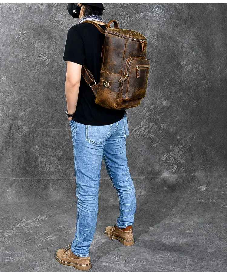 Новый Ретро мужской рюкзак супер одежда-стойкий Crazy horse кожаный ноутбук сумка на плечо большой емкости Рюкзаки для путешествий на открытом
