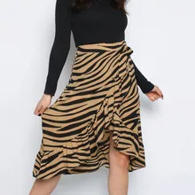 Женская юбка Весна-осень дамы высокий модный галстук-бабочка, животный принт Оборки по краям, цвет: оборкой Обёрточная бумага миди юбка куртка plissee femme# BY35