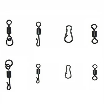 

20pcs/lot Matt Black Quick Change Swivels Rolling Swivels with welded ring Snap clips for Carp Fishing connector Accessories
