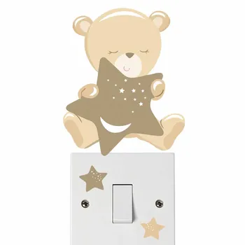 

Cute Animals Bear Owl Fairy Girl Light Switch Sticker Remoable Wall Sticker For Kids Baby Nursery Room Art Home Mural Decoration