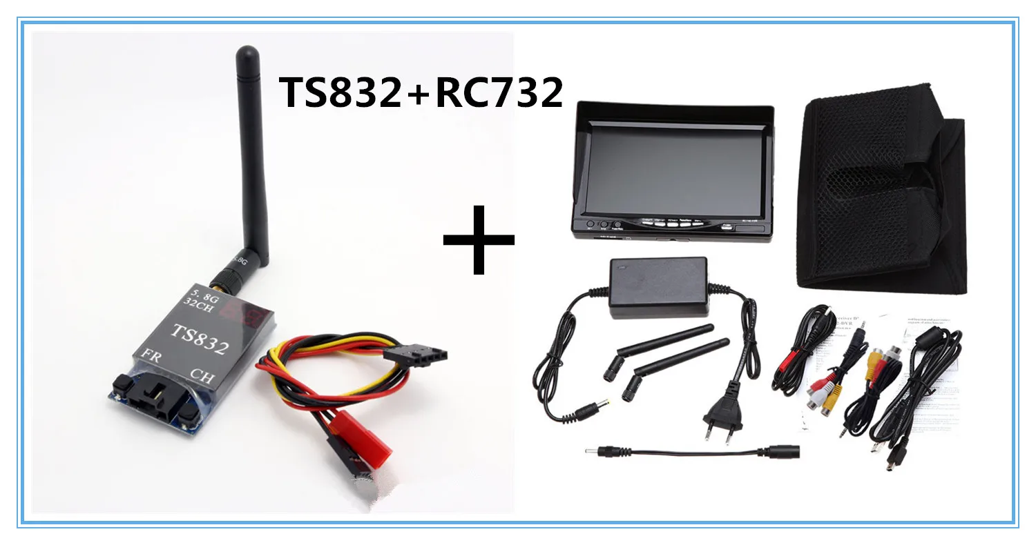 

Boscam TS832 FPV 5.8G 600mw Channels Wireless A/V Transmitter RC732-DVR All-in-one 7 Inch 800*480 HD LCD FPV Monitor