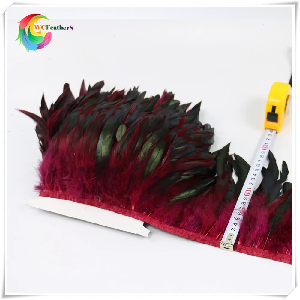 2 burgundy rooster feather trims 5